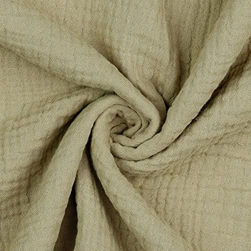 VmG-Store Double Gauze Musselin Stoff Tex + GOTS zertifiziert Uni Meterware über 40 Farben 100% Baumwolle (028 I Beige, 50 x 135cm) von VmG-Store