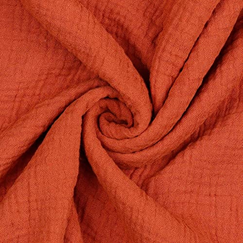 VmG-Store Double Gauze Musselin Stoff Tex + GOTS zertifiziert Uni Meterware über 40 Farben 100% Baumwolle (033 I Terra, 100 x 135cm) von VmG-Store