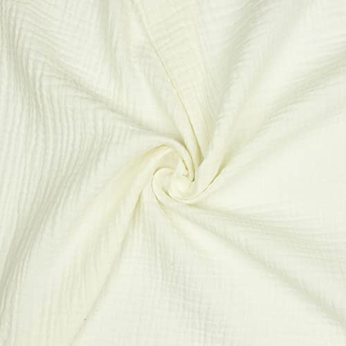 VmG-Store Double Gauze Musselin Stoff Tex zertifiziert Uni Meterware über 40 Farben 100% Baumwolle (036 I Ecru, 50 x 135cm) von VmG-Store