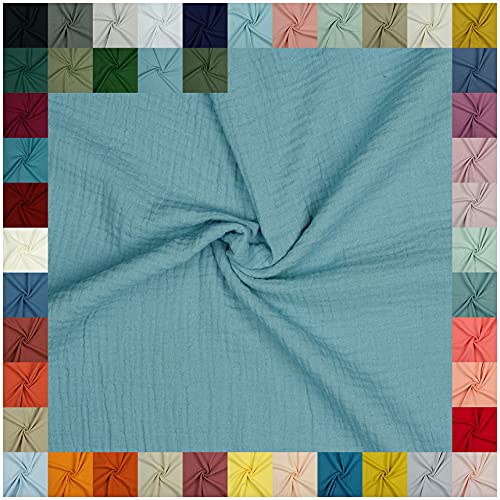 VmG-Store Double Gauze Musselin Stoff Tex zertifiziert Uni Meterware über 40 Farben 100% Baumwolle (043 I Teal, 100 x 135cm) von VmG-Store