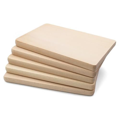 VmG-Store Frühstücksbrettchen Buche 18x11cm Holzbretter roh Schneidebrett massives Buchenholz eckiges Brotzeitbrett aus Naturholz Küchenbrett (5, Klein) von VmG-Store
