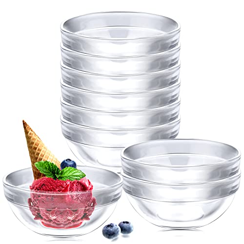 Vmiapxo 10 Stück 8,9 cm kleine Glasschalen, 133 ml, stapelbare Glas-Vorbereitungsschalen, Mini-Portionsschalen, Servierschalen für Dessert, Snacks, Gewürze, Sauce, Kochen, Mixen, Verkostung von Vmiapxo