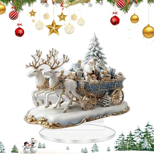 Vmiorzq 2D-Acryl-Statue – Weihnachtsmann-Schlitten-Acryl-Schild, Dekoration, künstlerischer Mittelpunkt mit Stützfuß für Nachttisch, Schlafsaal, Arbeitszimmer, Schlafzimmer von Vmiorzq