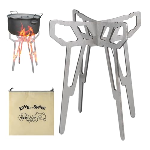 Vmiorzq Klappbarer Campingkocher Halter | Spirituskocher Halter Gestell Aus Edelstahl | Rutschfeste Aufhängung Für Wanderungen Picknick Grillen Wildnis Abenteuer von Vmiorzq