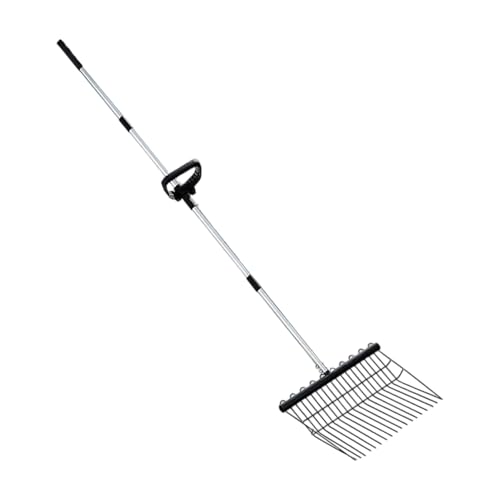 Vmiorzq Metall Rechen Für Stroh | Gartenrechen mit Edelstahlgriff,Ergonomische Hühnermist-Schaufel zur Gartenarbeit und Rasenpflege und Hof Unkrautentfernung Blätterbeseitigung für Schafhaltung von Vmiorzq