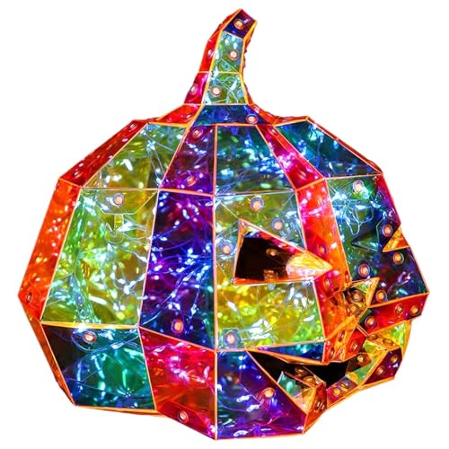 Vmiorzq Prism Halloween Kürbis - Beleuchtete Nachtkürbisse Prismatisch,Mit Steckdosenbetrieb Leuchtende Laternen Figuren Für Zuhause Camping Poolabend von Vmiorzq