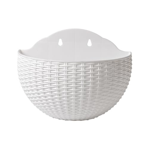 Vmiorzq Wandmontage Blumentopf - Rattan-Imitat Blumentopf Für Die Wand | Modern Halbkreisförmig Zimmerpflanzen Behälter Für Zaun Wohnung Balkon Garten Terrasse von Vmiorzq