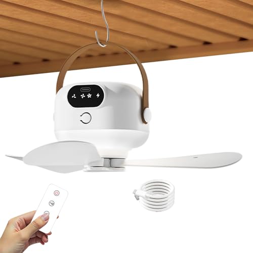Vmiorzq Zelt Deckenventilator | USB-Rechargebares Kühlgerät Mit Fernbedienung - Nachtlicht & 3 Stufen Einstellbar Für Wohnmobil Garten Outdoor Campingevents Terrasse Schlafzimmer von Vmiorzq