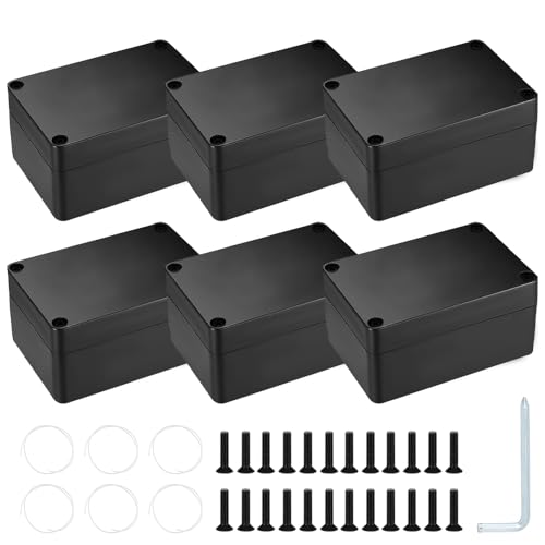 Vmxlso Abzweigdose Wasserdicht Schwarz, 6 Stück Verteilerdose Außen Wasserdicht, Kunststoff Verteilerdose Wasserdicht, Anschlussdose Wasserdichte für DIY Stromabzweigdose, 100 x 68 x 50 von Vmxlso