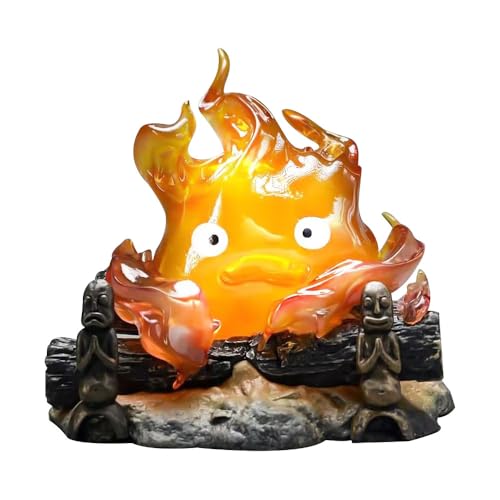 Vmxlso Calcifer Nachtlicht, Calcifer Lamp, Calcifer Desktop Modell Ornamente, Niedliche Anime Feurelfen Ornamente, Calcifer Nightlight, Flammen Umgebungslicht passend für Halloween von Vmxlso
