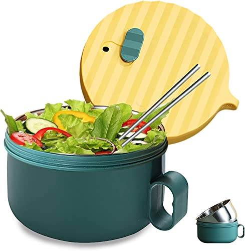 VniYors Ramen Schüssel Set, Rostfreier Stahl Ramen Bowl Schüssel, Japanische suppenschüssel,1200ML ramen schüssel mit deckel Traditionell Japanisches Geschirr von VniYors