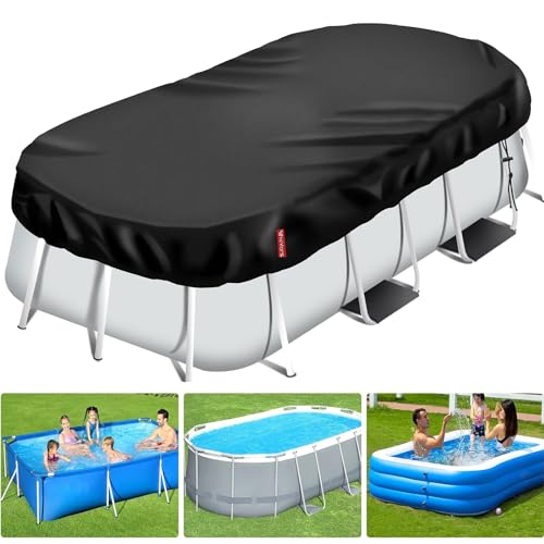 VniYors Poolabdeckung Rechteckig, Pool Abdeckplane, Uv-Schutz Pool Abdeckplane, Ohne Kordelzug und Spikes（265×175×20cm Schwarz） von VniYors