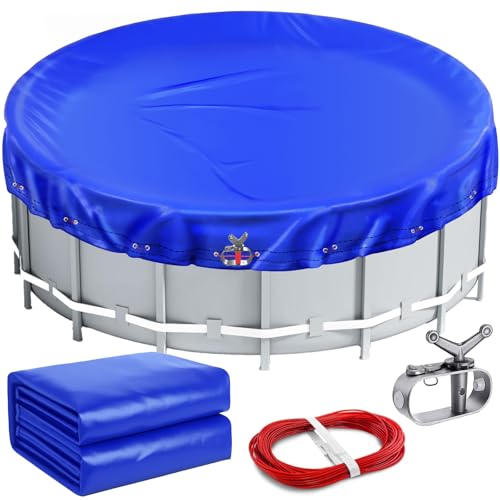 Winter-Poolabdeckung – Poolabdeckungen für oberirdische Pools, oberirdische Poolabdeckung, strapazierfähig, wasserdicht, staubdicht, Pool-Solarabdeckung (Blau, 6,4 m) von VniYors