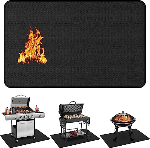 Feuerfeste Unterlage 152x100cm, Faltbare Grillunterlage Grillmatten, Silikon-Glasfaser Bodenschutzmatte, Grillteppich fur Kamin, Boden, Rasen und Camping bis 1800°F,Outdoor BBQ Matte für Holzkohlegril von Vnierxful