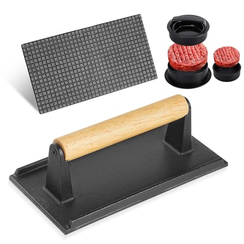 Vnierxful Vorgewürztes Gusseisen Grill Gewicht 2Pk. Hochbelastbare Steak- und Burgerpresse mit Holzgriff für Grills, Griddles und Flattops. Perfektes Gadget für Bacon, Paninis, Sandwiches und Gemüse Vnierxful Vorgewürztes Gusseisen Grill Gewicht 2Pk. Hochbelastbare Steak- und Burgerpresse mit Holzgriff für Grills, Griddles und Flattops. Perfektes Gadget für Bacon, Paninis, Sandwiches und Gemüse von Vnierxful