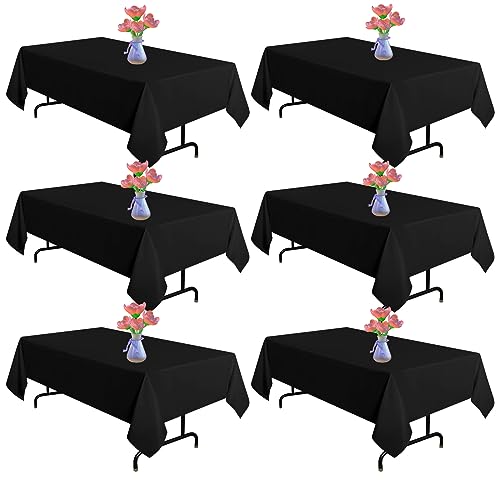 Vnituasr 6er-Pack Schwarze Rechteckig Tischtuch, 153×320 cm Polyester-Tischdecken von Vnituasr