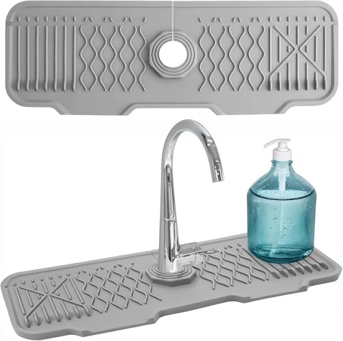 Wasserhahnmatte für Küchenspüle, Silikon-Spritzschutz, selbstentleerende Spülbeckenschutzmatte für Küchenspüle und Badezimmer-Theke von Vnnigmn