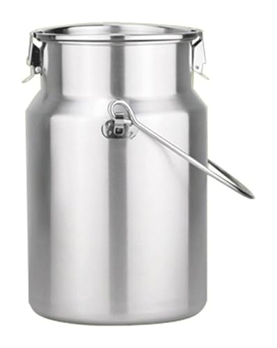 Milchkanne Aus Edelstahl 304 Mit Versiegeltem Deckel Und Einzelgriff, Milchtransporteimer, Weineimer, Milchkanne, Milchkanister, Fass, Tragekrug [Energieklasse A](5L) von Vnook
