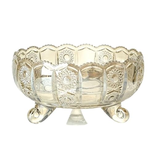 Vnook Glas Obsttablett, Hoher Fuß Obstkorb, Kristall Glas-Obstteller, Süßigkeitsschale, Obstkorb Küchentheke, für Wohnzimmer-Couchtisch, Süßigkeits, Snack Servierbehälter von Vnook