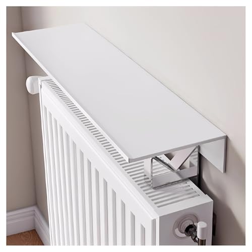 Vnook Heizkörperregal ohne Bohren, Heizkörperabdeckung aus weißem Aluminium, langes schwebendes Regal über dem Heizkörper mit einfach zu montierender Halterung for Esszimmer, Bauernhaus, Studio(40cm) von Vnook