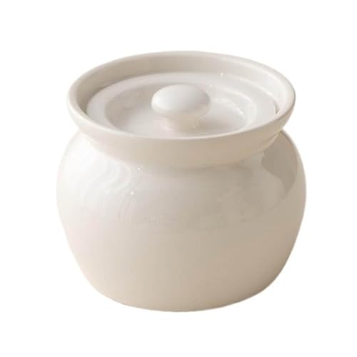 Vnook Keramiktopf, Kleiner Keramik Schmortopf, Keramik Auflauf Für Zuhause, Keramik-Auflaufform mit Deckel, multifunktionaler Steinguttopf, Geeignet für Restaurant Eintöpfe(White) von Vnook