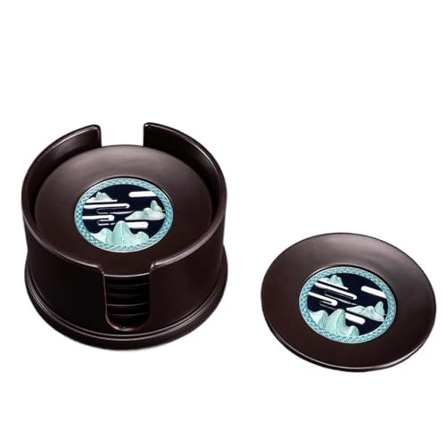Vnook Kung-Fu Tee-Untersetzer, 6 Stück Runde Untersetzer Set, Teezeremonie Zubehör, Hitzeschutz, für Platzieren Sie Teetassen zu Hause, im Büro oder in der Teestube(Black) von Vnook