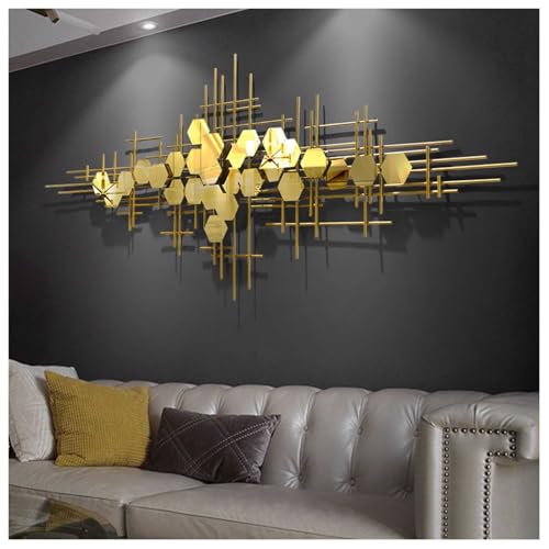 Vnook Metall Gold Groß Wanddeko Wandbilder for Wohnzimmer, Wandschmuck Ornamente,Handgemachte Wandskulpturen for Wohnzimmer Und Schlafzimmer Wand Deko von Vnook