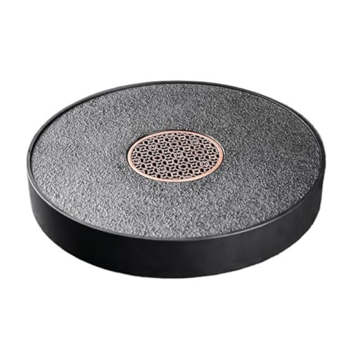 Vnook Runde Teetablett, Teekannenbasis, Abtropftablett, Trockene Teetisch, Abnehmbare, Schwarzgoldstein, für Zuhause, Teestube zum Abstellen von Teeutensilien(30x30cm) von Vnook