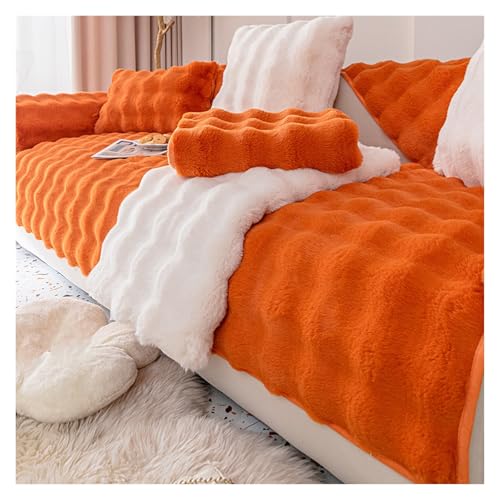 Vnook Sofa Sitzkissen, PlüSch-Sofakissen, Möbelschutz, Anti Rutsch, Superweich, Sofadecke, für Wohnzimmer-Schlafzimmer Sofa, L U-Form/Ecksofa(Orange,90x120cm) von Vnook