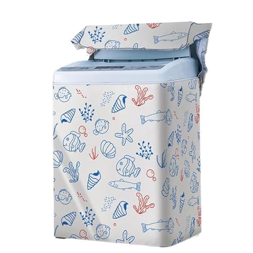 Vnook Toplader Waschmaschinen Abdeckung, Trockner Abdeckung, Wasserdicht Schutzabdeckung, Druck Geometrie, für Meisten Toplader Pulsator Waschmaschine Trockner(White,M) von Vnook