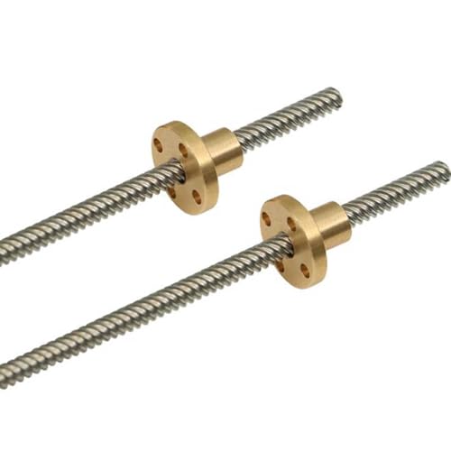 Vnook Trapezgewindespindel 304 Edelstahl T6 Schraube mit Messingmutter,Gewinde 6 mm, Steigung 2 mm für 3D-Drucker(200mm) von Vnook
