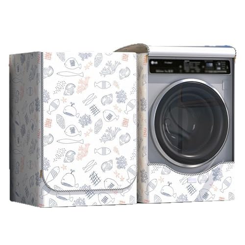Vnook Waschmaschinen-Abdeckung, Tumble Waschmaschine Trocknerschutz, Wasserdicht Abdeckung, Schmutzabweisend, für Frontlader Waschmaschine und Trockner(White,M) von Vnook