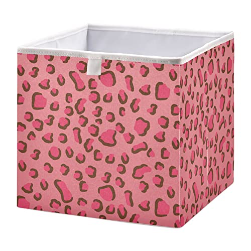 Vnurnrn Leopardenmuster Rosa Kleidung Spielzeug Box Faltbare offene Aufbewahrungsboxen Organizer großer Kapazität mit Deckel für zu Hause von Vnurnrn