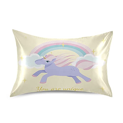 Regenbogenbaby Einzigartiges Einhorn Kissenbezug Kissenbezüge Seide für Haar und Haut, Superweich Pillowcase Kopfkissenbezug 1 Stück Standard/Königin/König von Vnurnrn