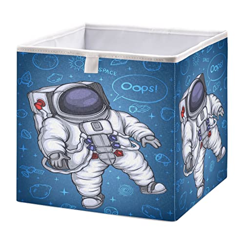 Vnurnrn Astronaut Weltraum Blau Weiß Kleidung Spielzeug Box Faltbare offene Aufbewahrungsboxen Organizer großer Kapazität mit Deckel für zu Hause von Vnurnrn