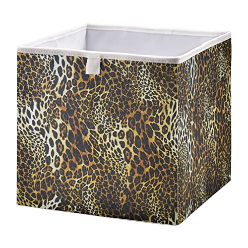 Vnurnrn Goldener Leopard Kunst Kleidung Spielzeug Box Faltbare offene Aufbewahrungsboxen Organizer großer Kapazität mit Deckel für zu Hause von Vnurnrn