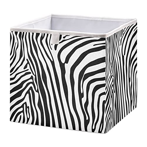 Vnurnrn Kunst Schwarz Weiß Kunstwerk Zebra Kleidung Spielzeug Box Faltbare offene Aufbewahrungsboxen Organizer großer Kapazität mit Deckel für zu Hause von Vnurnrn