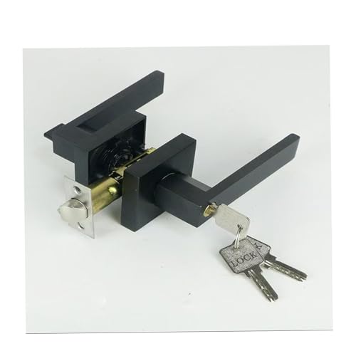 VoVoia Eingangstürgriff Mit Schloss und Schlüssel,Quadrattürhebel,Türgriff Heavy Duty Entry Türgriff Set für Innen, Außentüren (Aluminiumlegierung) (1Stück) von VoVoia