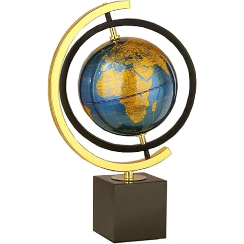 VoVoia Globus Deko,Moderne Abstrakte Kunstdekoration,Metallkugel Ornament Skulptur mit Rechteck Ständer für Heimbüro Schreibtischdekoration (M Blau,Globus) von VoVoia