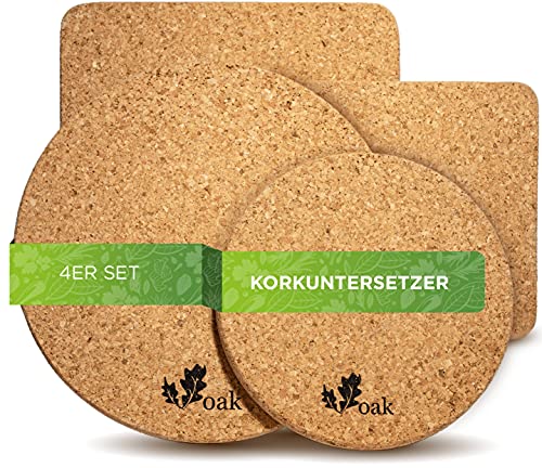 Voak® Topfuntersetzer Korkuntersetzer 4er Set | 2 runde 2 eckige Kork Untersetzer | 100% Natur Kork Made in Portugal | 20 cm und 15 cm | rutschfeste Unterlage Tischset Abwaschbar Hitzebeständig Voak® Topfuntersetzer Korkuntersetzer 4er Set | 2 runde 2 eckige Kork Untersetzer | 100% Natur Kork Made in Portugal | 20 cm und 15 cm | rutschfeste Unterlage Tischset Abwaschbar Hitzebeständig von Voak