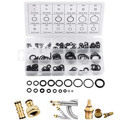 VOARGE 225 Stück 18 Größe O-Ring Dichtungsring Set, 3mm-22mm Dichtringe Gummi, Dichtungsringe Set Hydraulic Plumbing Dichtungen Dichtungssatz von Voarge