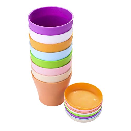 VOARGE 8 Pack Plastik Blumentöpfe, 10cm - kleine Blumentöpfe bunte Kunststoff Blumentöpfe, Robust & Attraktiv um Ihr Haus Aufzuhellen Garten Büro Balkon, für Büro Zuhause Schreibtisch mit Tabletts von Voarge