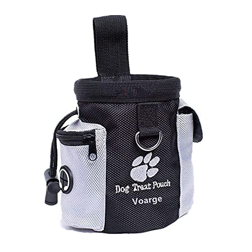 VOARGE Futterbeutel für Hunde, Tragbarer Imbissbeutel, Lebensmitteltasche, Eingebautem Poop Tasche Spender, Futtertasche Leckerlitasche Snack Bag mit Clip Futtertasche für Hundetraining und Ausbildung von Voarge