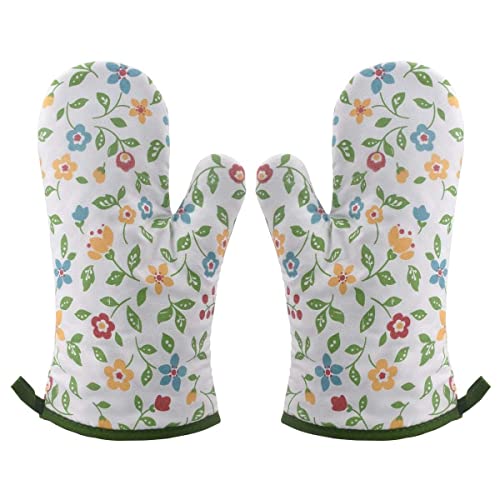 Voarge 1 Paar Hitzebeständig Ofenhandschuhe, Topflappen Handschuh, Anti-Rutsch Ofenhandschuhe Küche Topfhandschuhe für Kochen, Backen, Barbecue(Laub) von Voarge