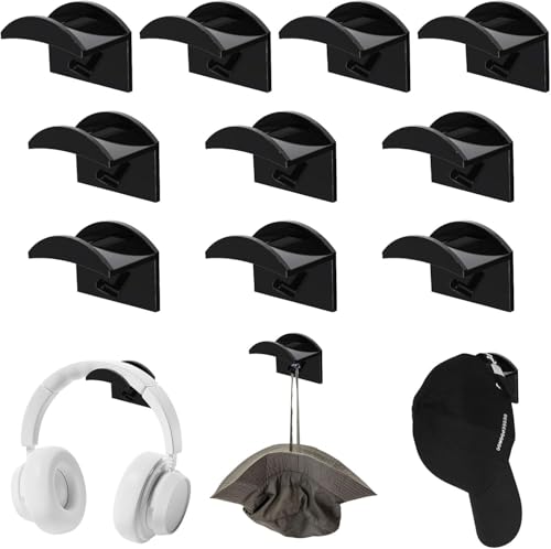 Voarge 10 stück Selbstklebende Hut-Organizer, Minimalistischer Huthalter Passend Für Basecap Halterung Wand,Zimmer,Wohnraum,TüReingang -Schwarz von Voarge