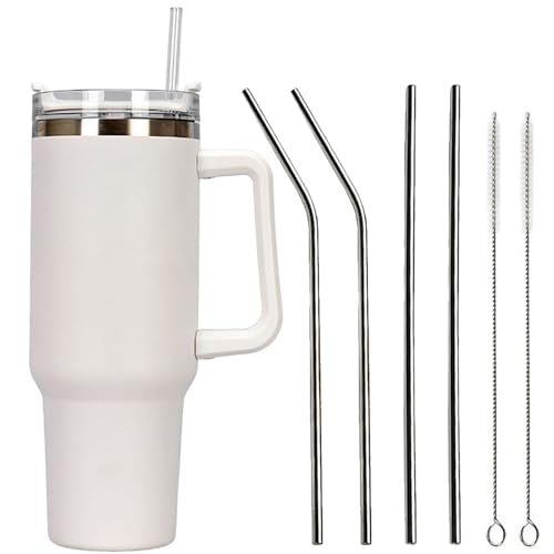 Voarge 1200ml 40oz Kaffeebecher to Go, Trinkbecher mit deckel und strohhalm Kaffeetasse Becher Reisebecher Thermobecher,Doppelwandiger Edelstahl Vakuum Isolierbecher,für Heißer und Kalter Getränke von Voarge