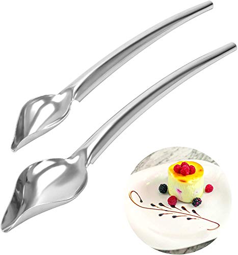 Voarge 2/Set Groß/Klein Bleistift Form Edelstahl Filter Löffel, Dekorierlöffel Set Edelstahl Dekorlöffel DIY Kuchen Schokolade Gebäck Dekorieren Bleistift Löffel Werkzeuge von Voarge