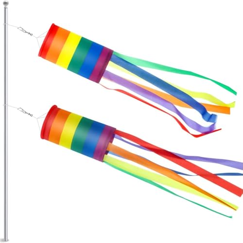 Voarge 2 PCS Regenbogen Windsack, Windsack für Draußen, 100 x 10cm, Winddicht und Regenfest, Windsack kann als Garten-, Balkon- oder Außendekoration Verwendet Werden Voarge 2 PCS Regenbogen Windsack, Windsack für Draußen, 100 x 10cm, Winddicht und Regenfest, Windsack kann als Garten-, Balkon- oder Außendekoration Verwendet Werden von Voarge