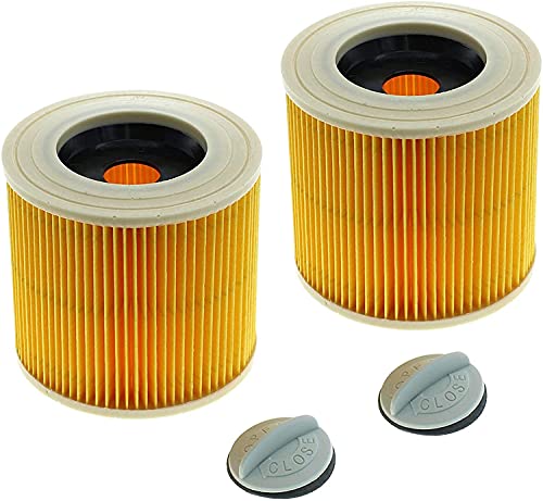 Voarge 2 Stück Kartuschenfilter für Kärcher Nass- und Trockensauger Ersatz Luftfilter für Kärcher A2004 A2054 A2204 A2656 WD2.250 WD3.200 WD3.300 Nass- und Trockensauger von Voarge