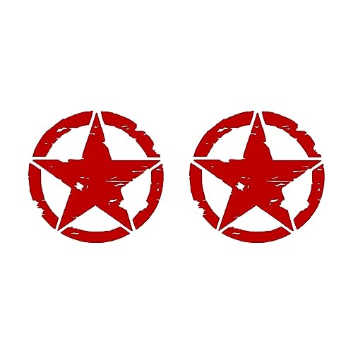 Voarge 2 Stück modifizierte Aufkleber mit fünfzackigem Stern, Autoaufkleber, Aufkleber für Autodekoration (rot) von Voarge